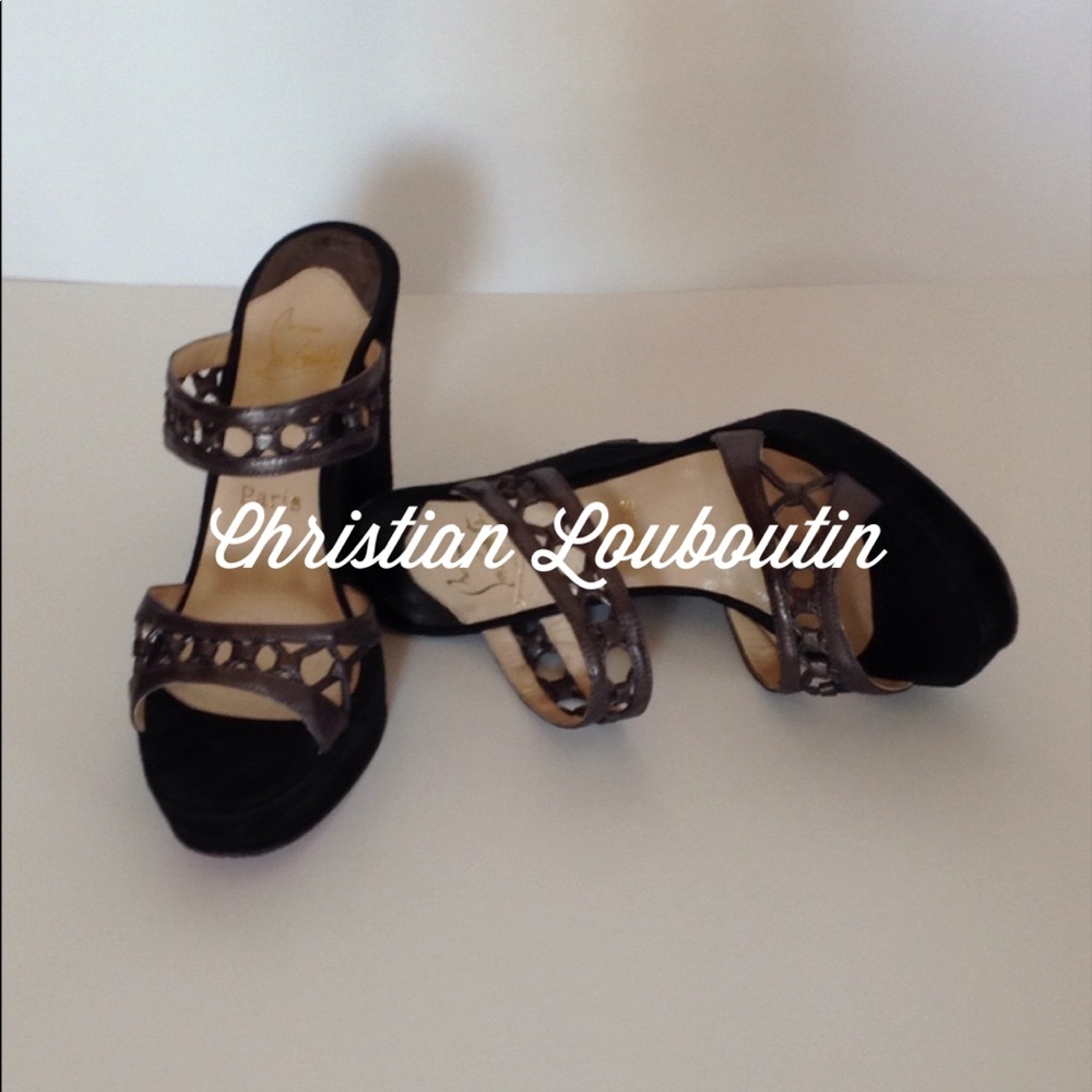 Authentic Christian Louboutin Wedge Sandals 37 1/2